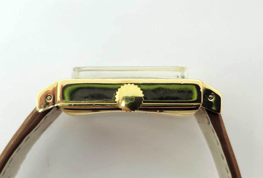 Vintage 18k Gold ROLEX Men's Square Winding Watch c.1954 SERVICED VERY RARE - 5