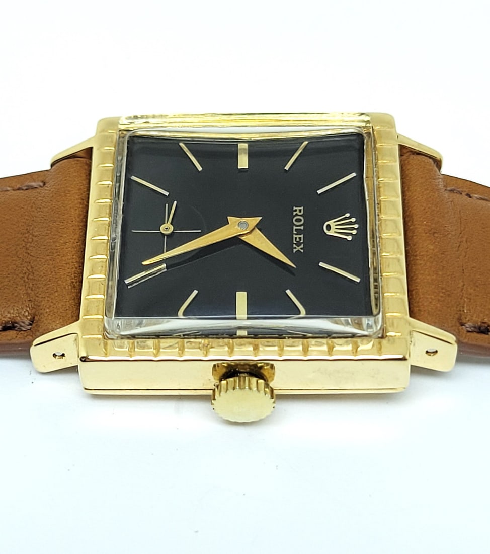 Vintage 18k Gold ROLEX Men's Square Winding Watch c.1954 SERVICED VERY RARE - 6