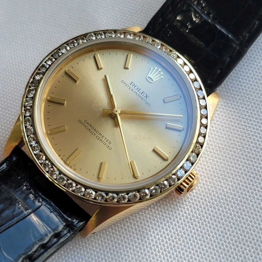 Rolex Zephyr Ref 1029 18k Solid Gold 1970s Mens Automatic w Diamond Bezel RA698 - 4