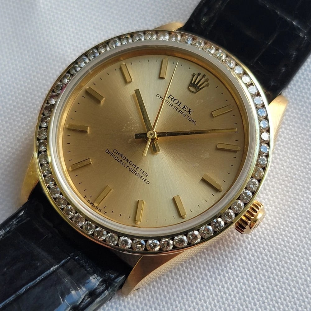 Rolex Zephyr Ref 1029 18k Solid Gold 1970s Mens Automatic w Diamond Bezel RA698 - 5