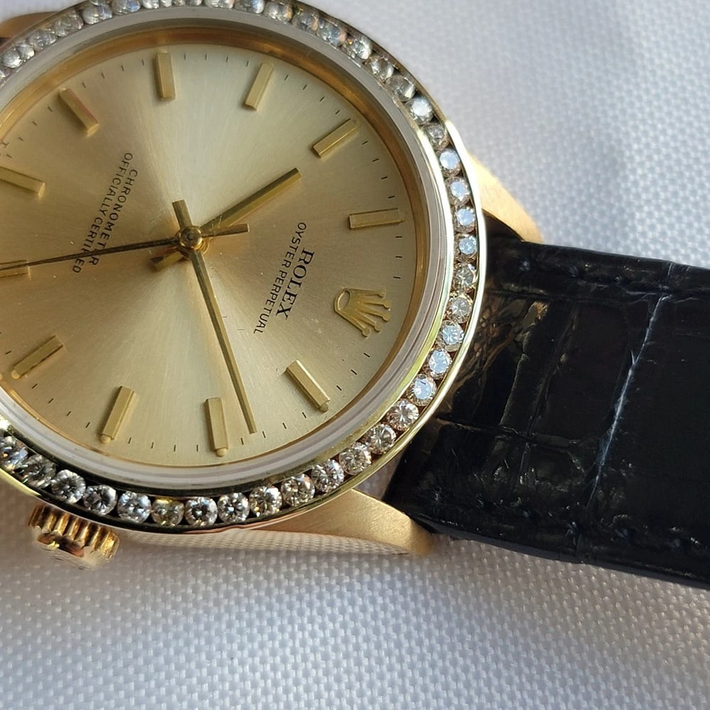 Rolex Zephyr Ref 1029 18k Solid Gold 1970s Mens Automatic w Diamond Bezel RA698 - 6