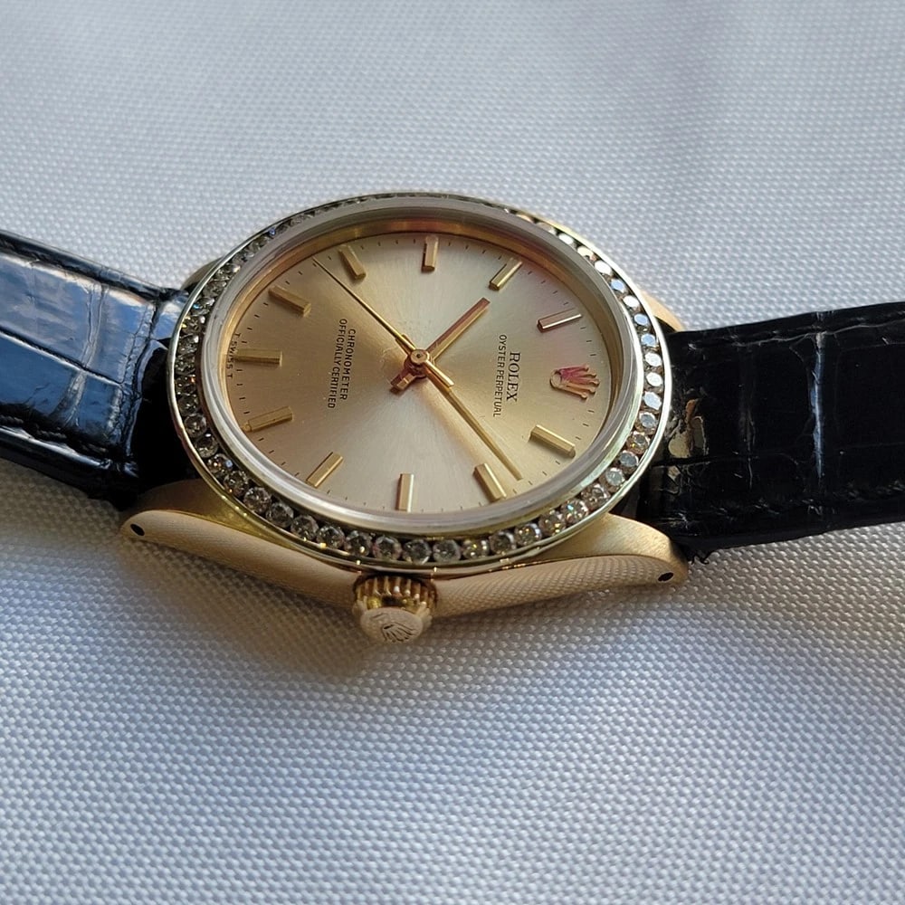 Rolex Zephyr Ref 1029 18k Solid Gold 1970s Mens Automatic w Diamond Bezel RA698 - 7
