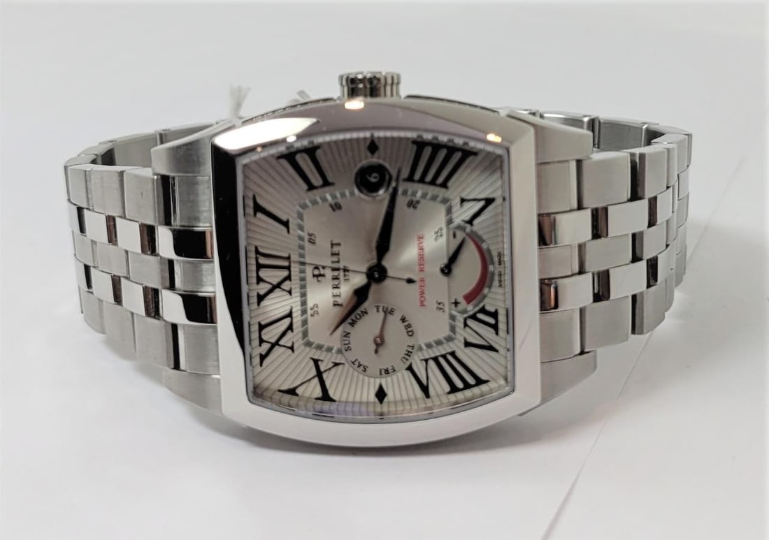 New Mens S/Steel PERRELET Power Reserve Automatic Watch 50m A1021B - 5