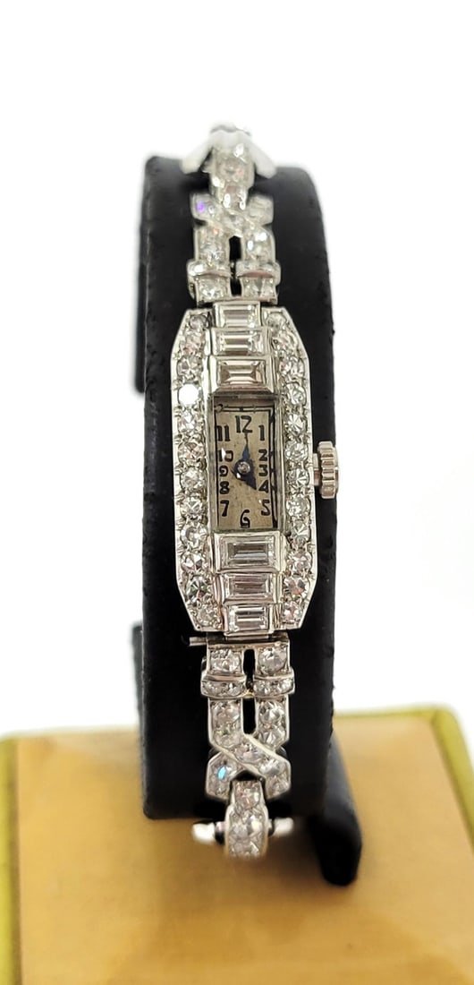 Vintage 1920's Platinum GERVAUX Ladies Watch with 1.70 ct Diamonds* SERVICED - 2