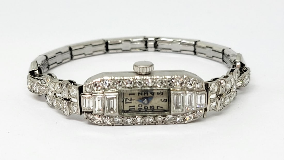 Vintage 1920's Platinum GERVAUX Ladies Watch with 1.70 ct Diamonds* SERVICED - 3