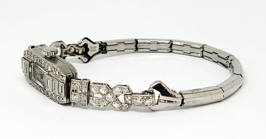 Vintage 1920's Platinum GERVAUX Ladies Watch with 1.70 ct Diamonds* SERVICED - 4