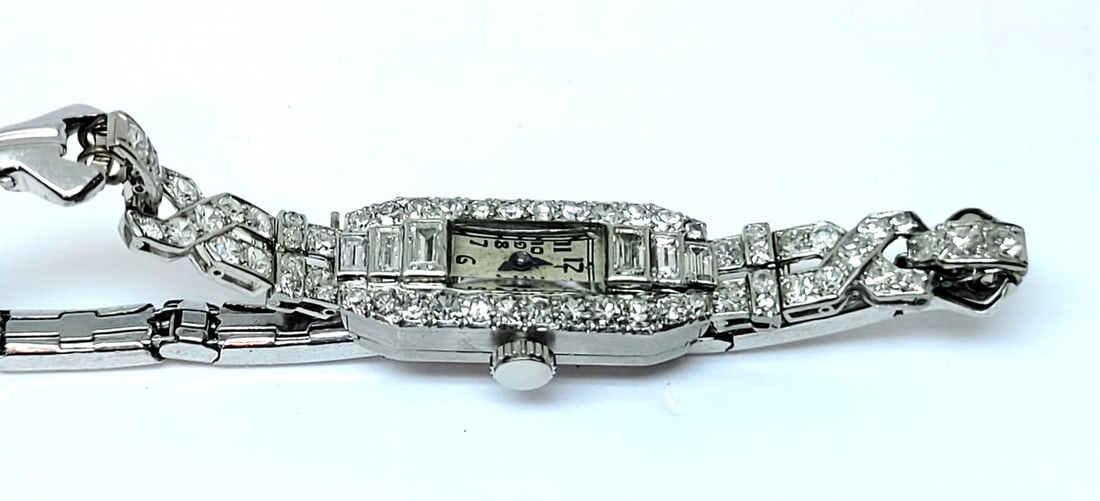 Vintage 1920's Platinum GERVAUX Ladies Watch with 1.70 ct Diamonds* SERVICED - 9