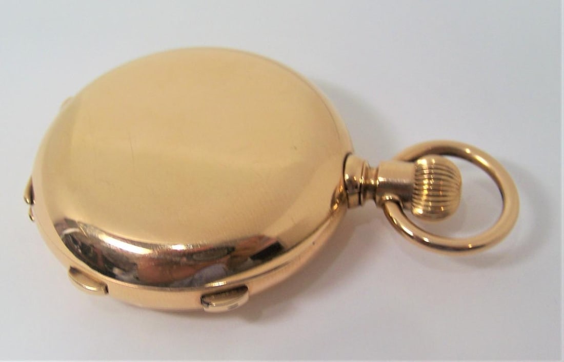 Antique 18K HENRI HUGUENIN Minute Repeater Split Second Chronograph Pocket watch - 8