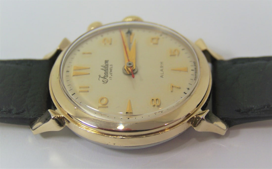 Vintage 10k GF TRADITION CRICKET ALARM Watch 1950s SERVICED ORIGINAL DIAL* EXLNT - 10