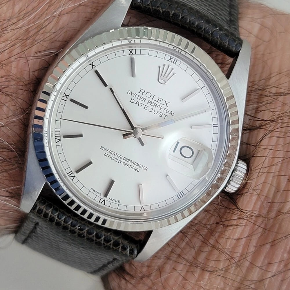 Mens Rolex Oyster Datejust 16014 1970s 36mm 18k White Gold SS Automatic RA520B - 13