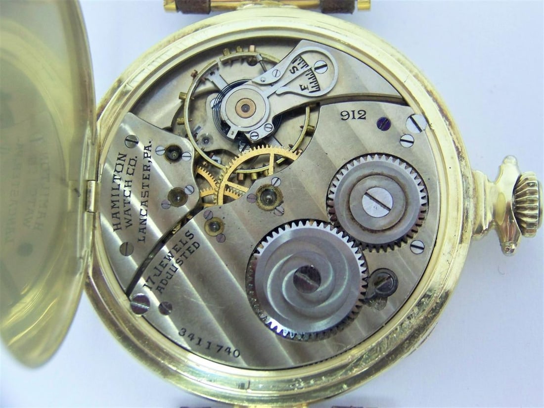 Vintage 14K HAMILTON Pocket Watch Transferred to Wrist Watch CAl 912* Serviced - 8