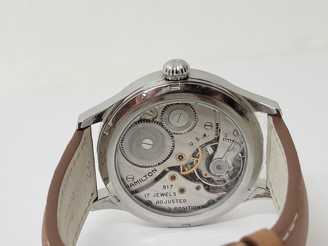 Mens S/Steel High Grade HAMILTON Winding Watch Cal 917 Re-Cased* Navy Dial - 4