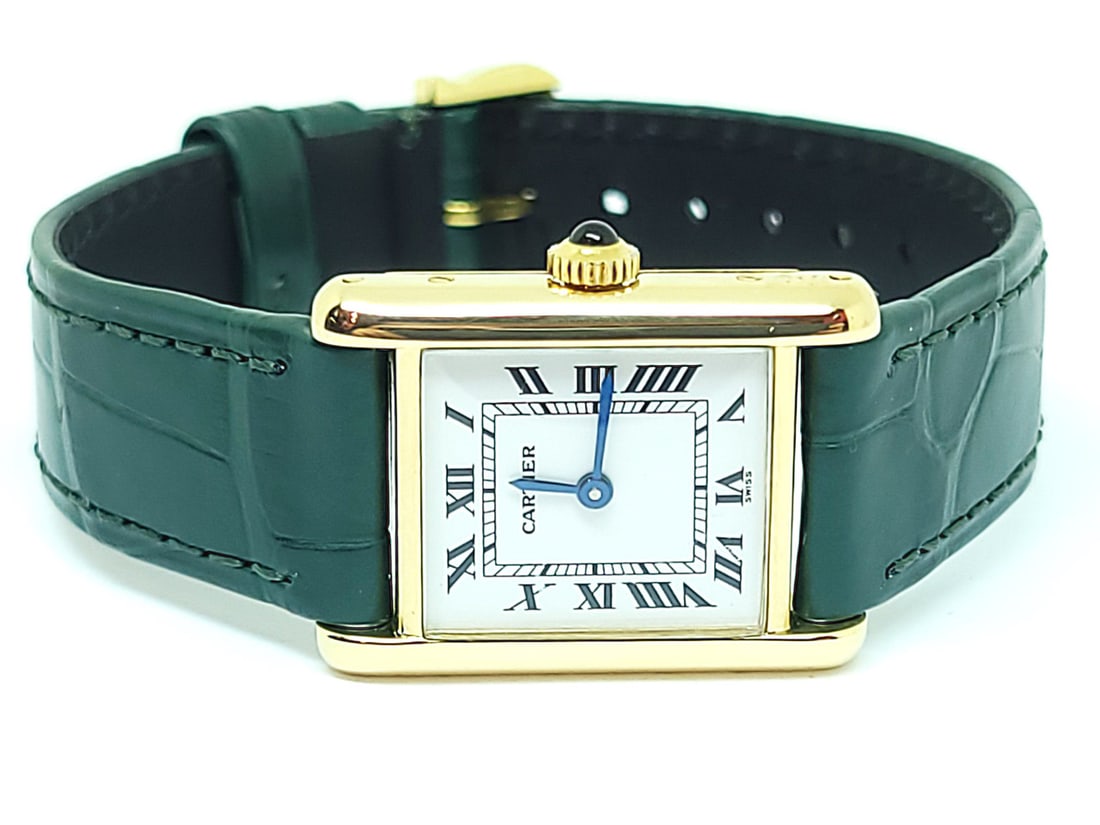 Solid 18k CARTIER PARIS TANK Ladies Winding Watch 20.5 mm EXLNT* Original Band - 2