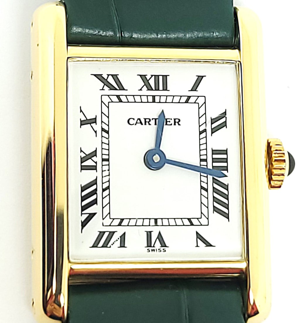 Solid 18k CARTIER PARIS TANK Ladies Winding Watch 20.5 mm EXLNT* Original Band - 5