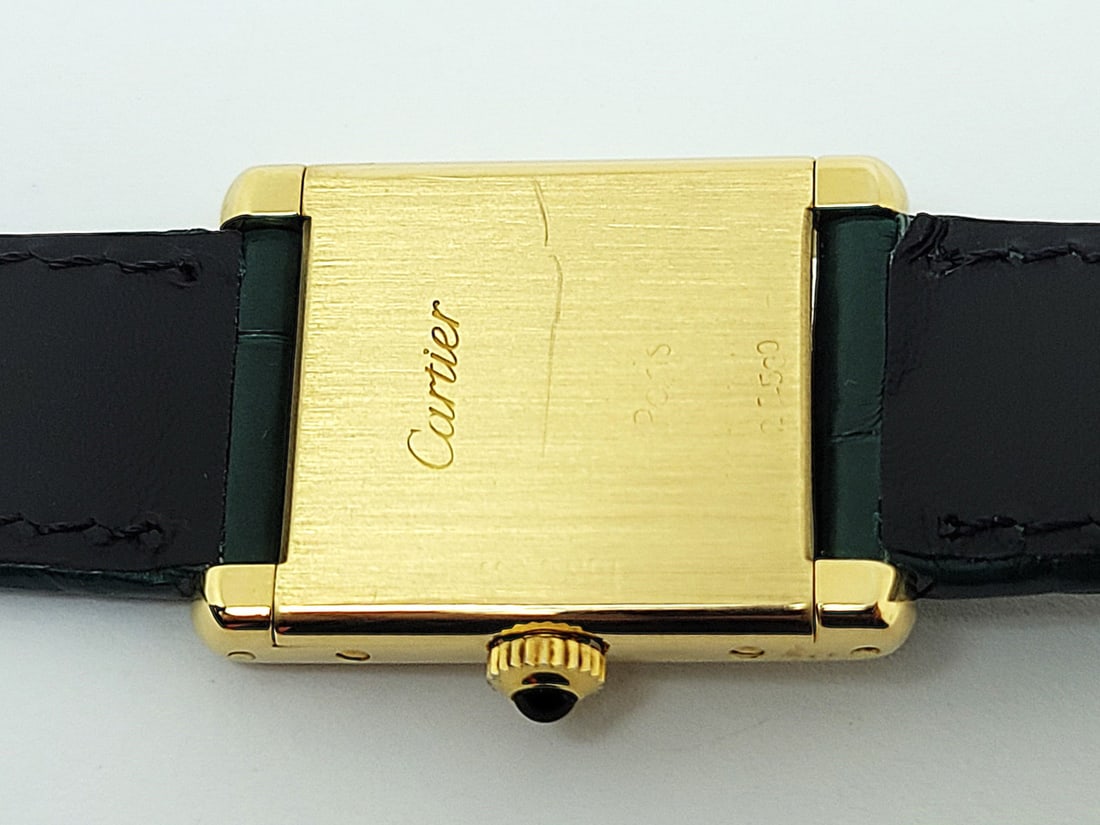 Solid 18k CARTIER PARIS TANK Ladies Winding Watch 20.5 mm EXLNT* Original Band - 8