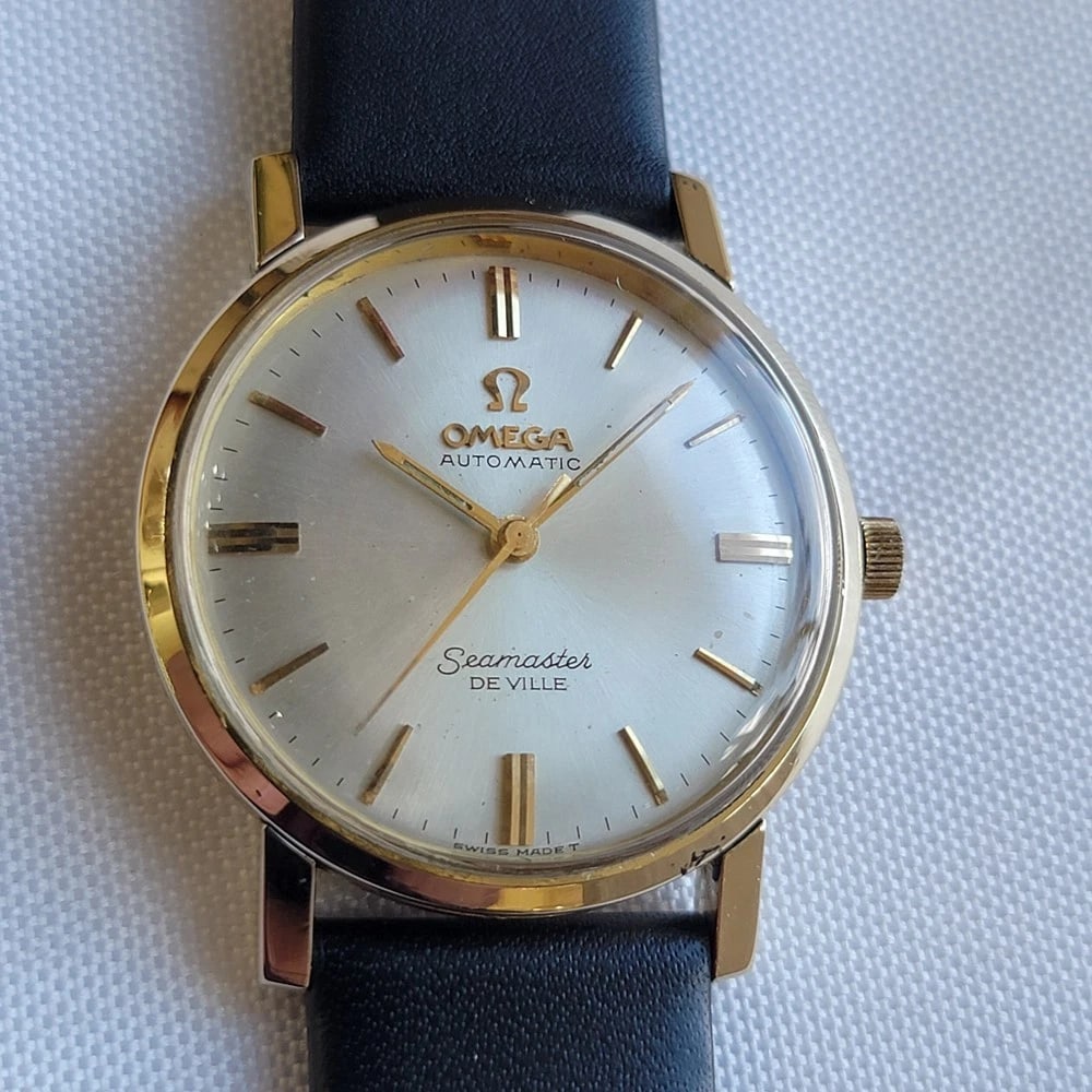 Omega Seamaster DeVille 1960s Mens 32mm 14k Solid Gold Vintage Automatic RA644: Title:Omega Seamaster DeVille 1960s Mens 32mm 14k Solid Gold Vintage Automatic RA644 Description:Classic luxury, 14k solid gold Men's Omega Seamaster DeVille automatic, c.1964, in excellent working co