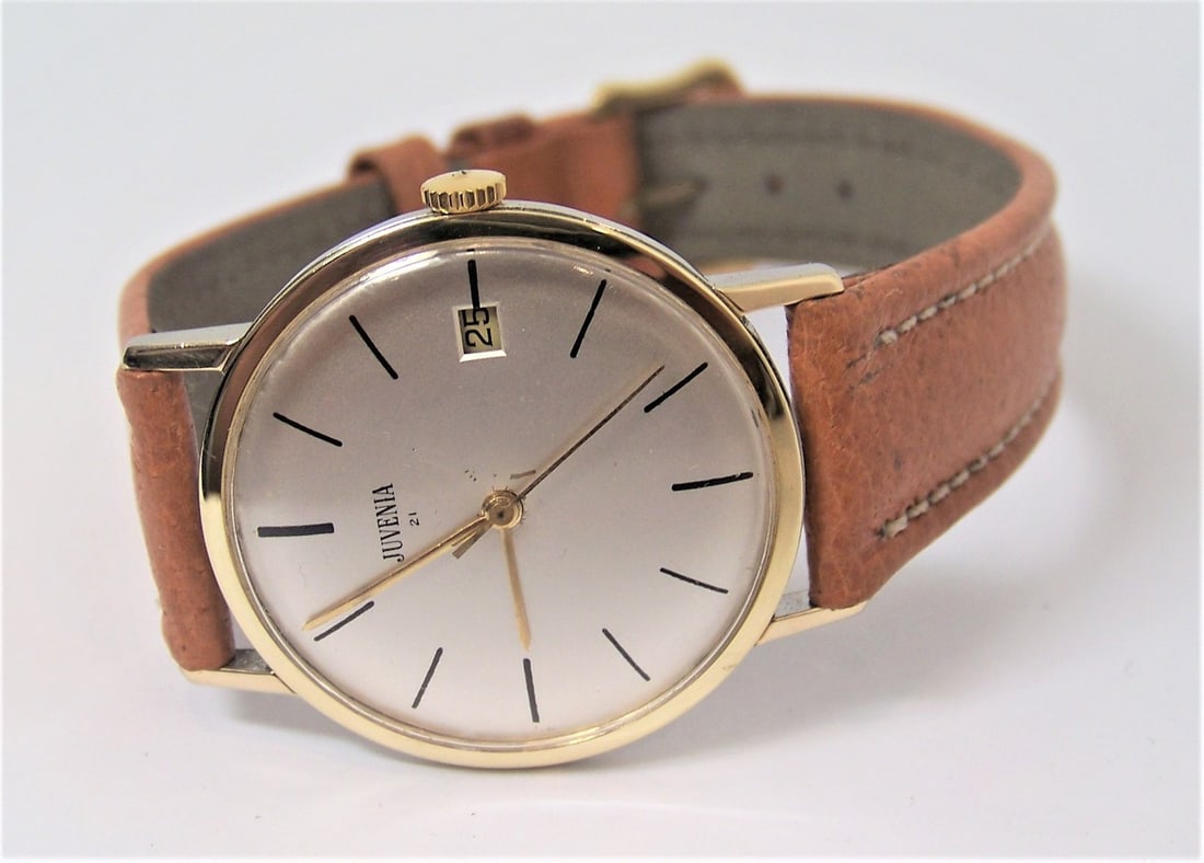 Vintage Slim 18k & S/Steel Juvenia Mens Automatic Watch c.1960s EXLNT SERVICED - 2