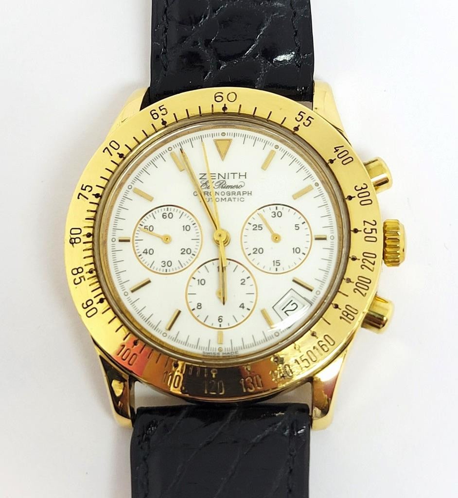 Mens Solid & Heavy 18k ZENITH EL PREMERO Chronograph Watch 06-0050-400* EXLNT - 2