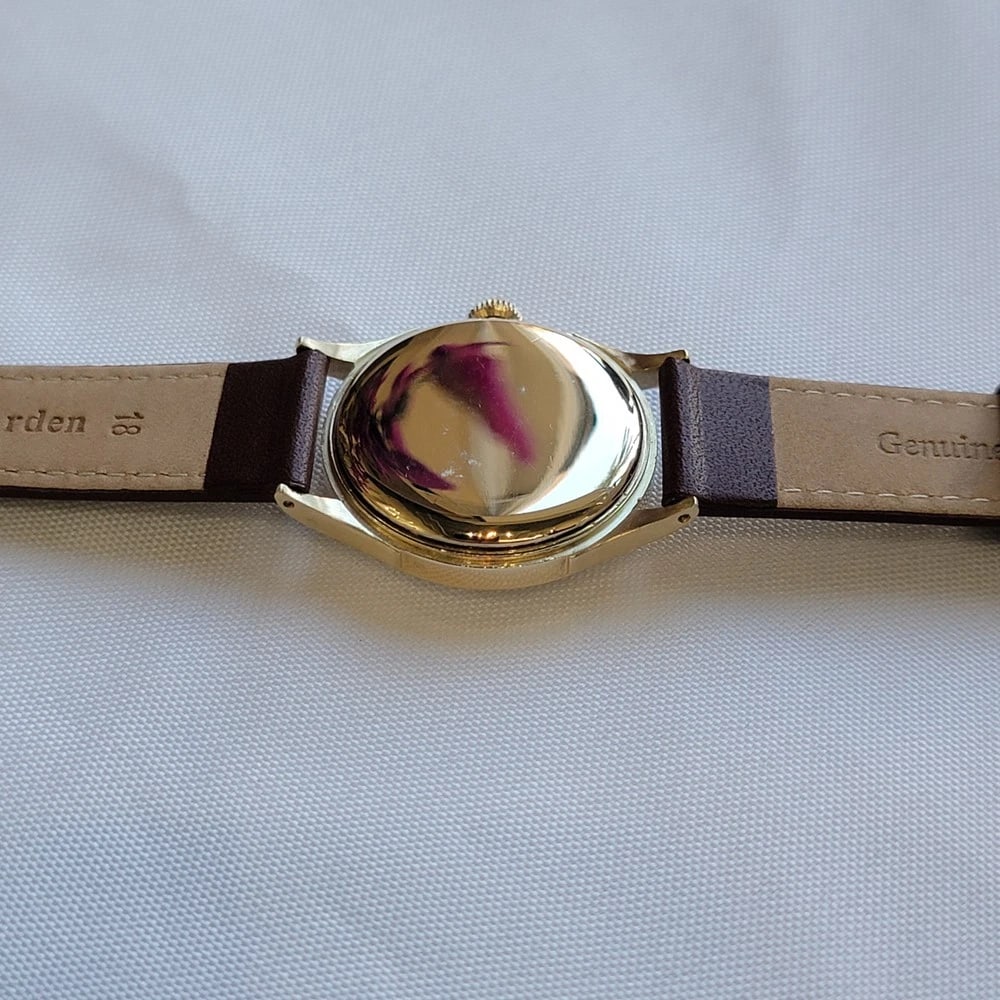 Omega 14k Solid Gold 1940s Mens 33mm Vintage Bumper Automatic RA714 - 11