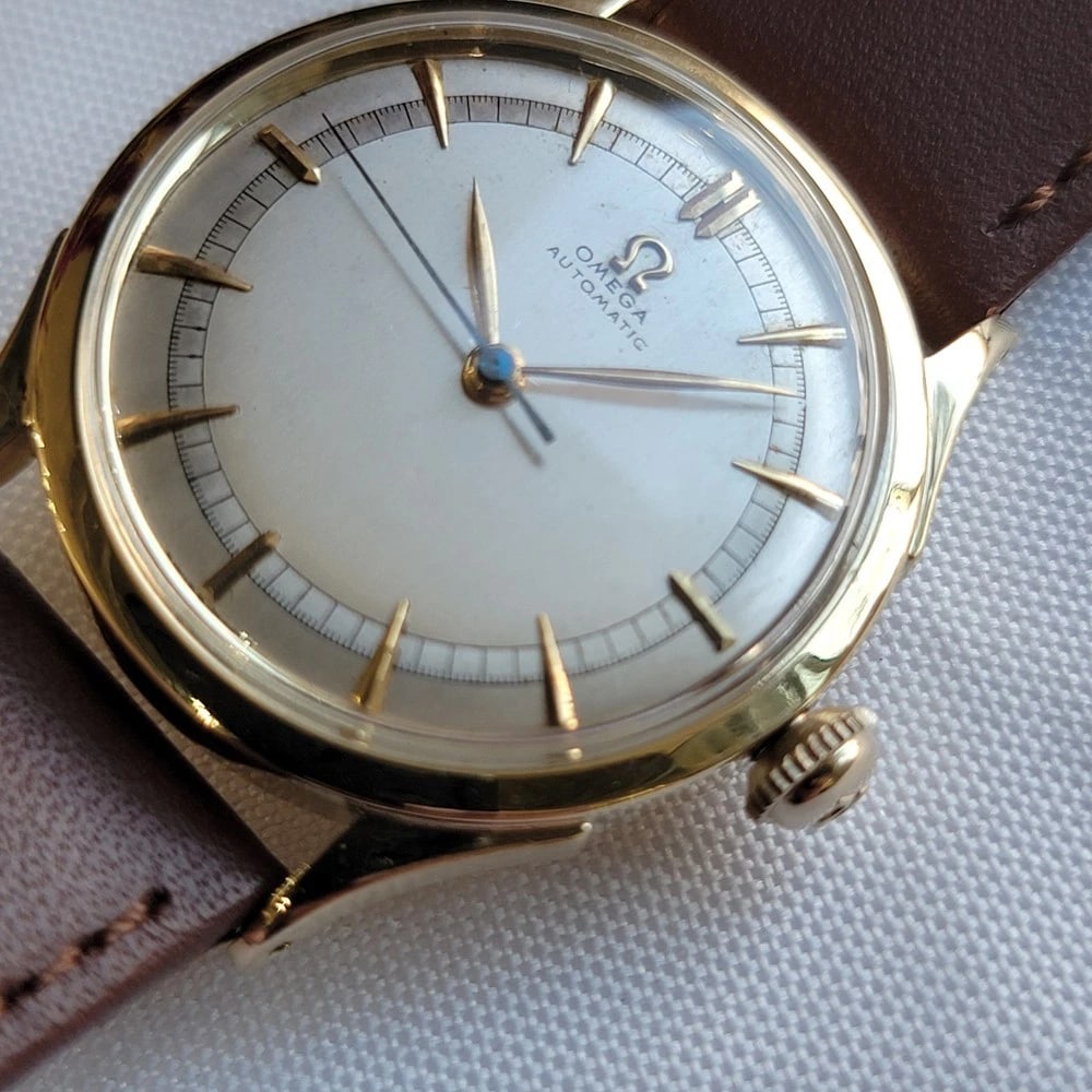 Omega 14k Solid Gold 1940s Mens 33mm Vintage Bumper Automatic RA714 - 5