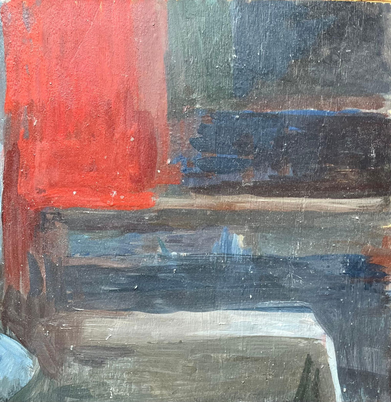 Bernadette Kelly; Modern French Oil Painting Seated Figure in a Red and Blue Interior Scene - 8