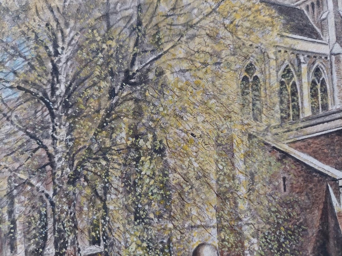 English School; Traditional English Painting Cloister Garth at Rochester Cathedral, Kent, 20th - 10