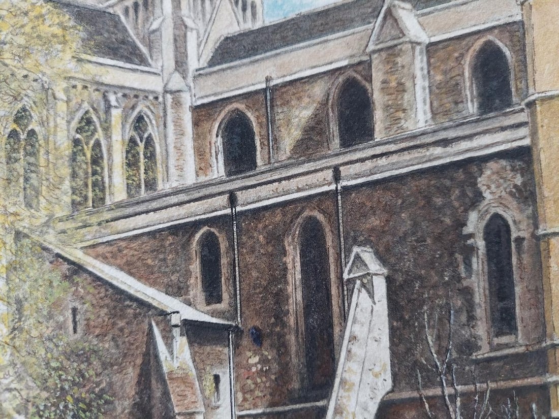 English School; Traditional English Painting Cloister Garth at Rochester Cathedral, Kent, 20th - 11
