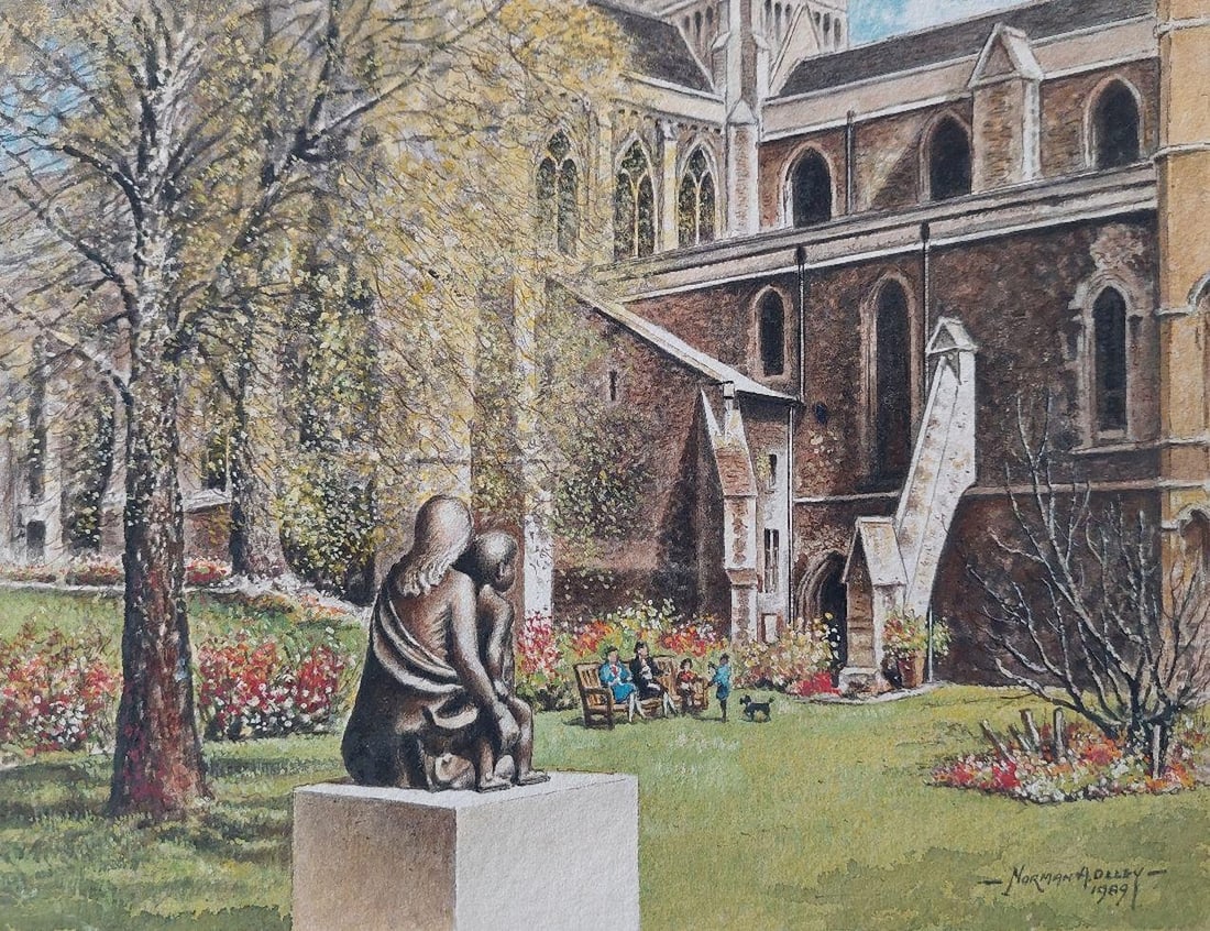 English School; Traditional English Painting Cloister Garth at Rochester Cathedral, Kent, 20th - 12