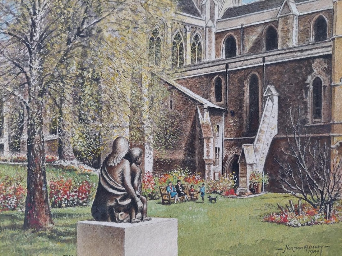 English School; Traditional English Painting Cloister Garth at Rochester Cathedral, Kent, 20th - 13