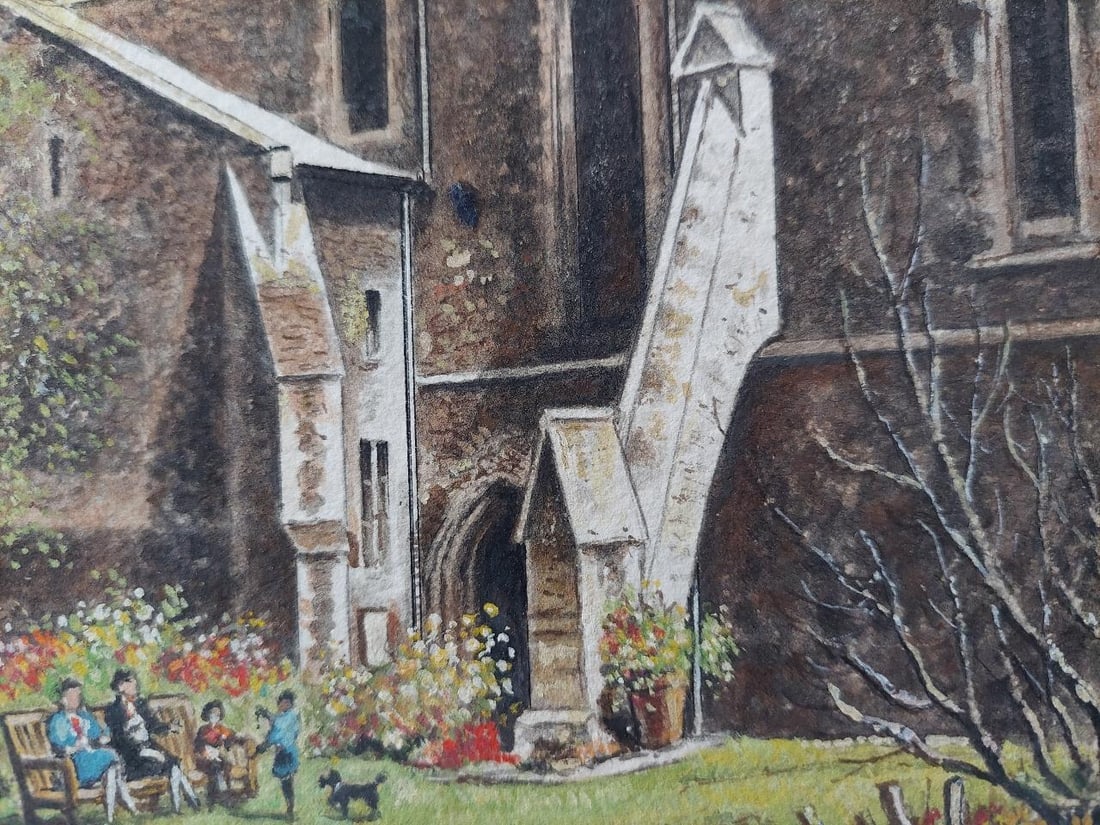 English School; Traditional English Painting Cloister Garth at Rochester Cathedral, Kent, 20th - 4
