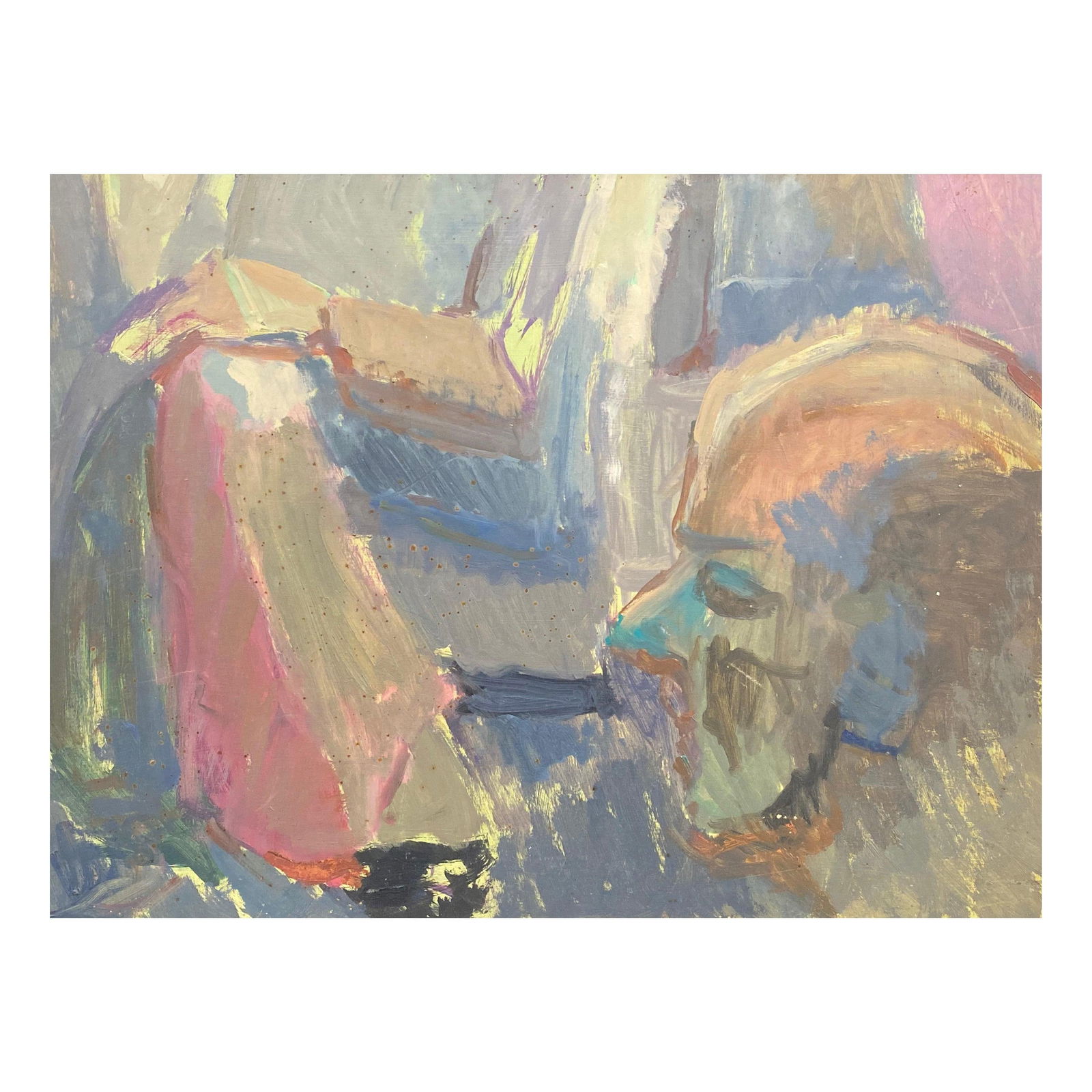 Large 1960's British Portrait of Abstract Male Figure Original Oil Painting, circa 1960s - 4