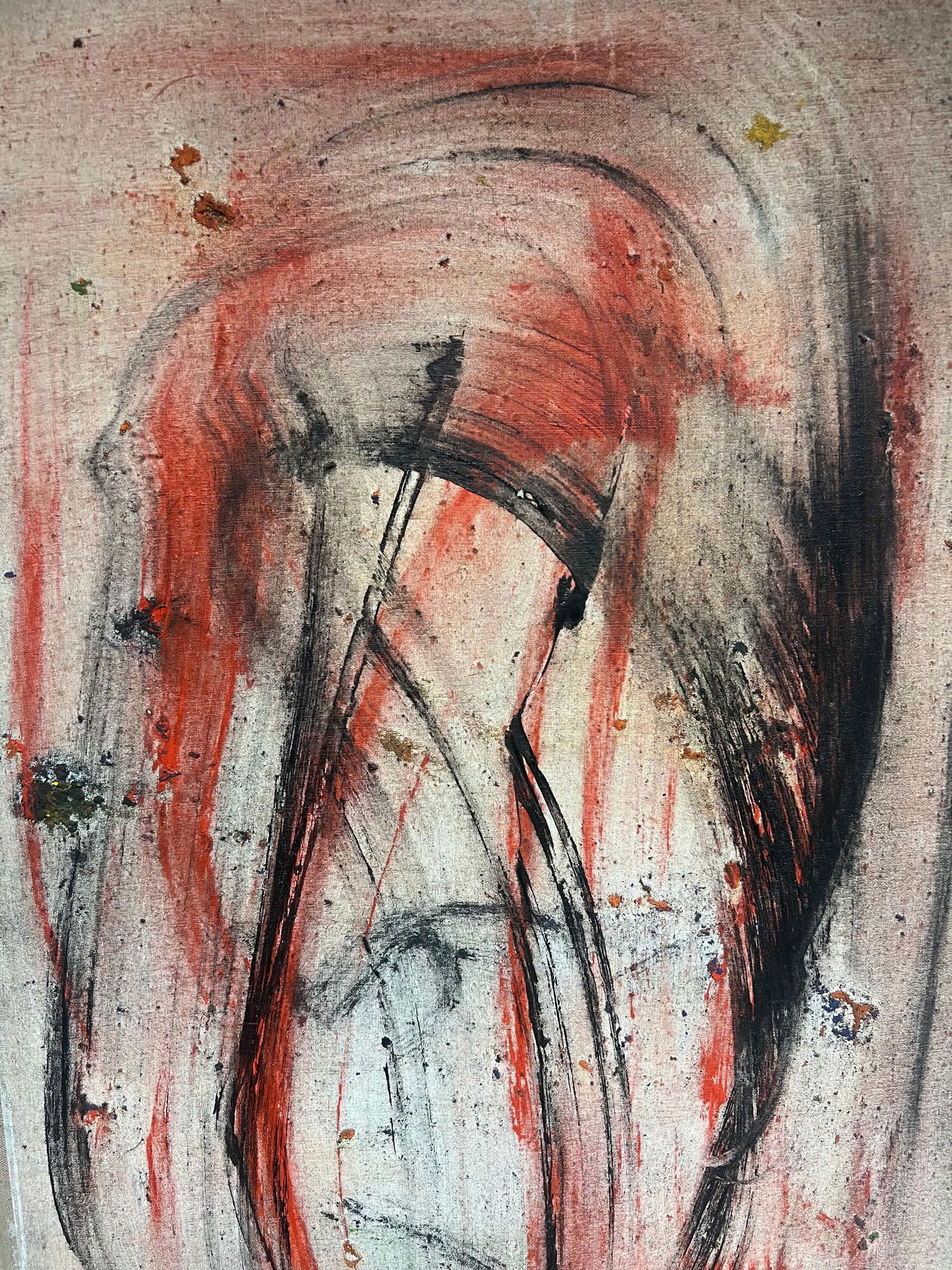 Gilbert Pelissier; Expressionist Red and Black Abstract French 20th Century Painting, 1986 - 7