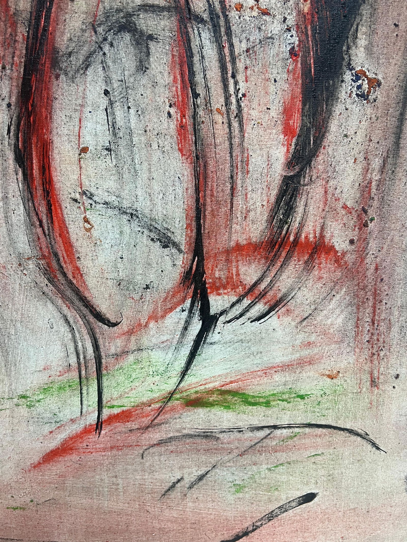 Gilbert Pelissier; Expressionist Red and Black Abstract French 20th Century Painting, 1986 - 10