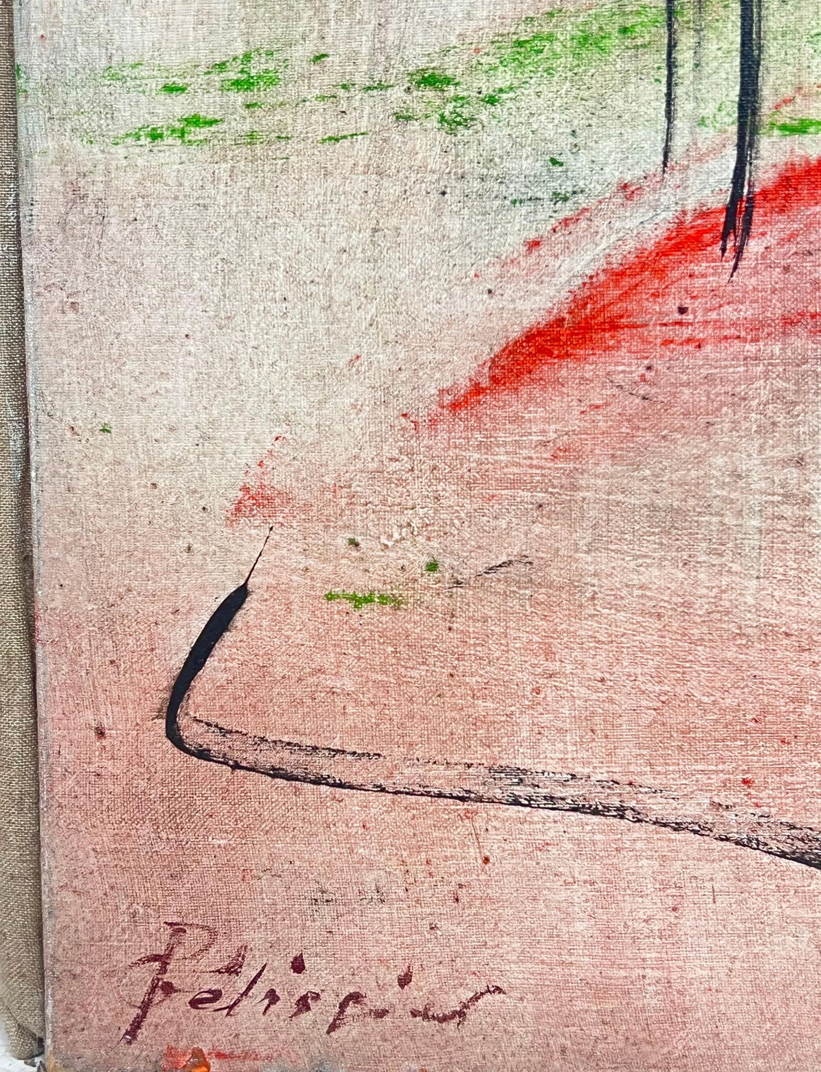 Gilbert Pelissier; Expressionist Red and Black Abstract French 20th Century Painting, 1986 - 11