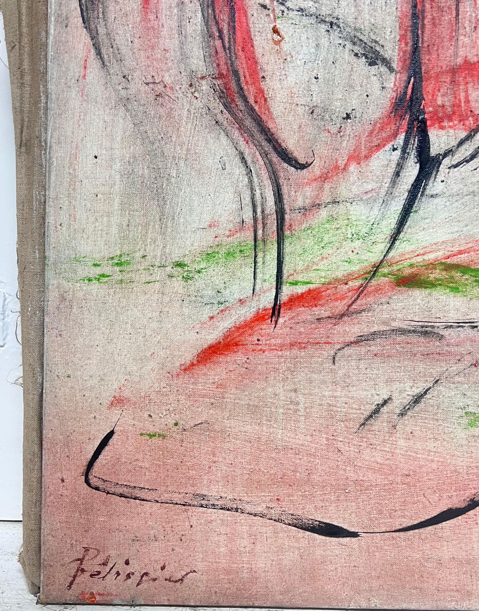 Gilbert Pelissier; Expressionist Red and Black Abstract French 20th Century Painting, 1986 - 12