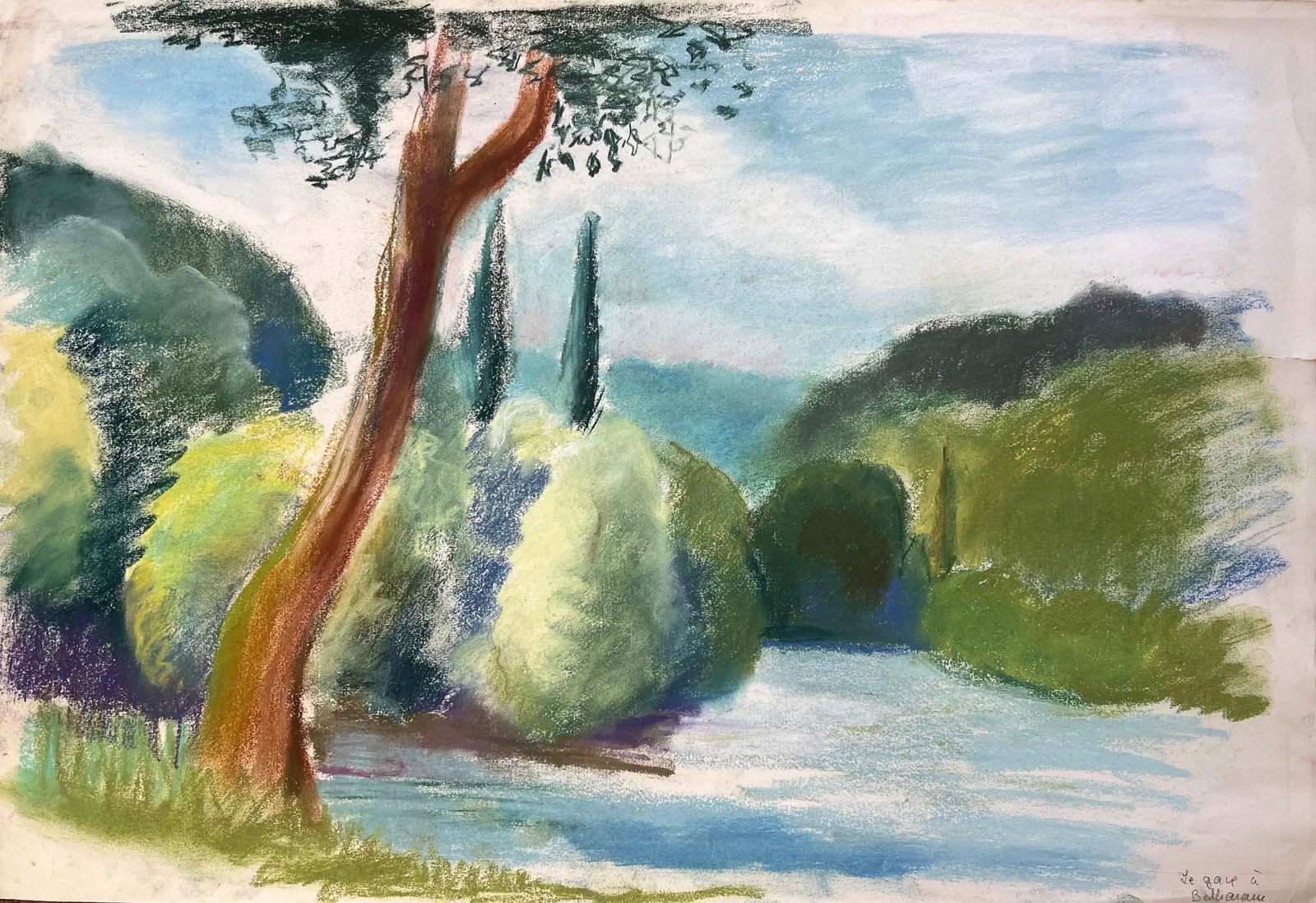 Anne Marie Migette Perard; Mid-20th Century Pastel of the River at Brantôme in France - 4