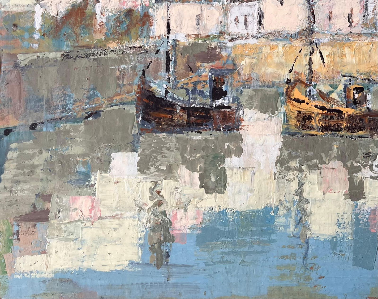 Fanch Lel; French Impressionist Harbour Scene with Fishing Boats and Whitewashed Houses - 9