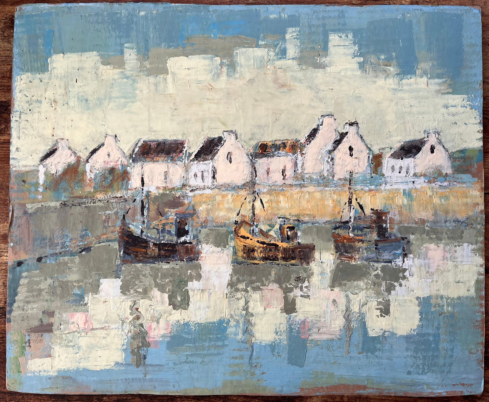 Fanch Lel; French Impressionist Harbour Scene with Fishing Boats and Whitewashed Houses - 5