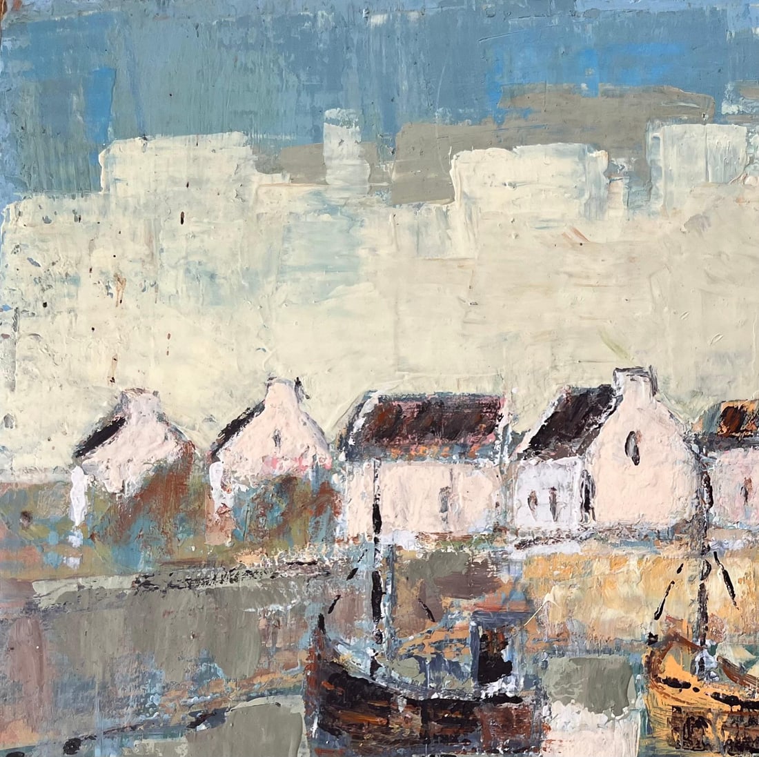 Fanch Lel; French Impressionist Harbour Scene with Fishing Boats and Whitewashed Houses - 6