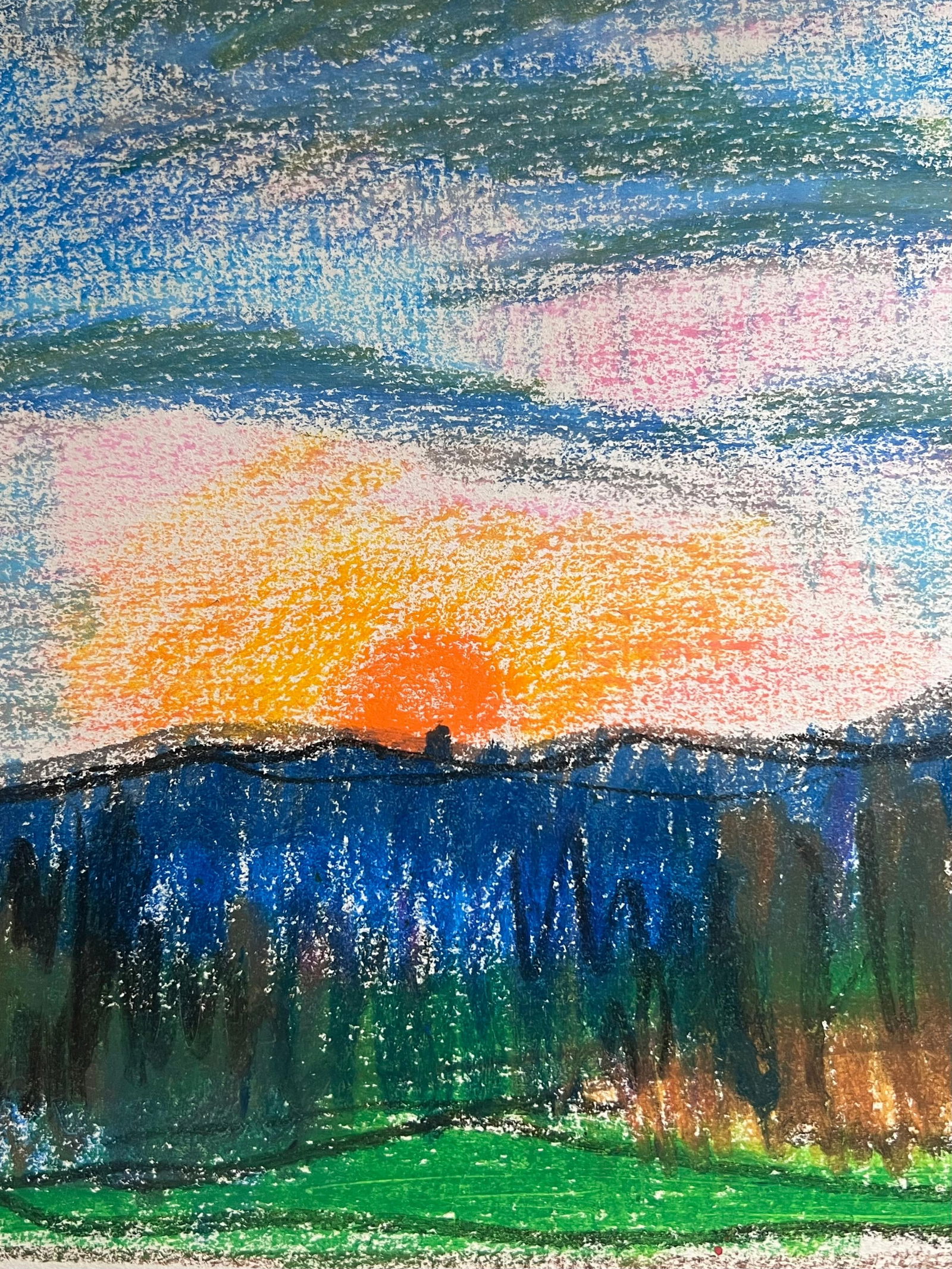 Akos Biro; 20th Century French Expressionist Sunrise Peering Through The Sky Over Meadows - 3