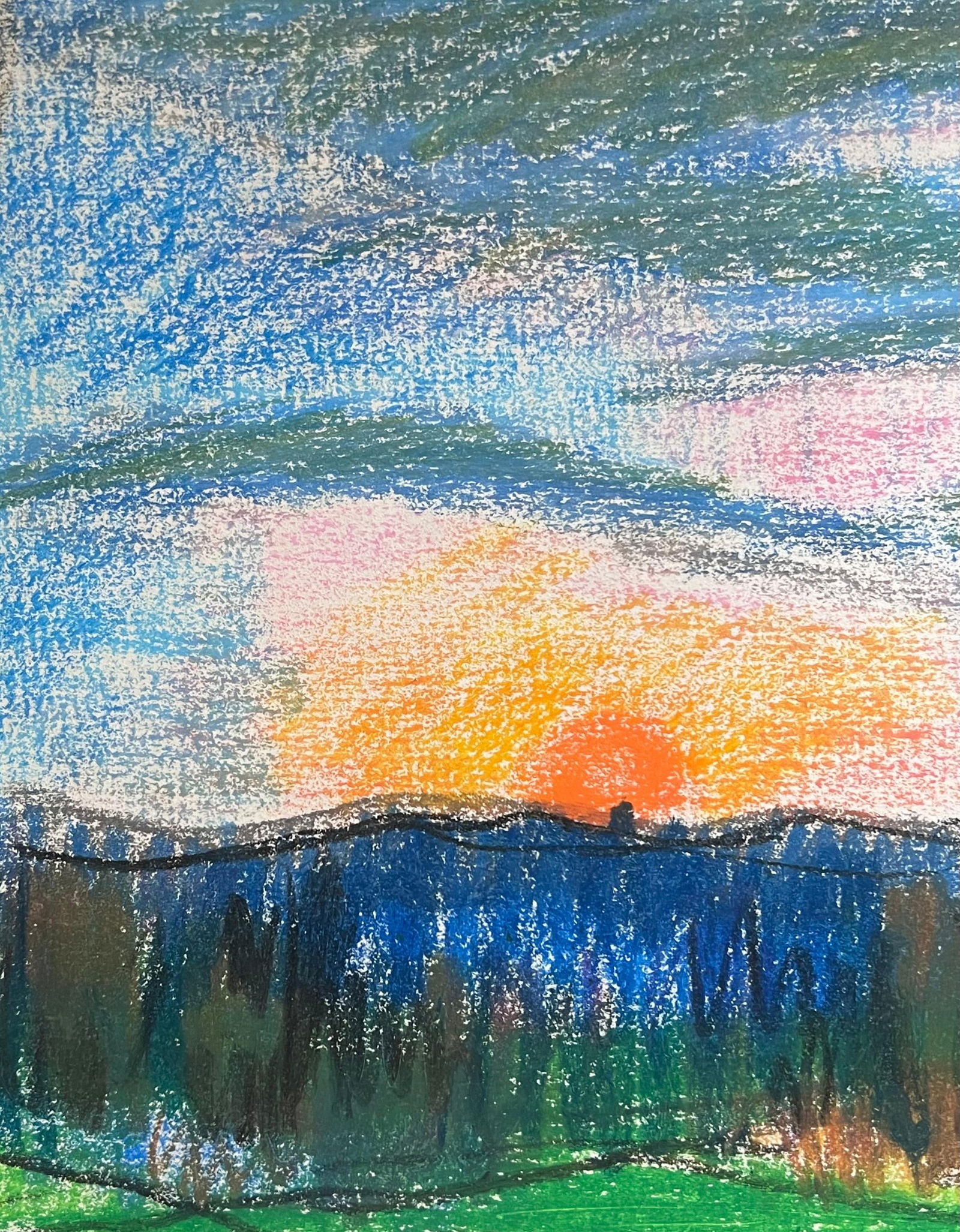 Akos Biro; 20th Century French Expressionist Sunrise Peering Through The Sky Over Meadows - 4