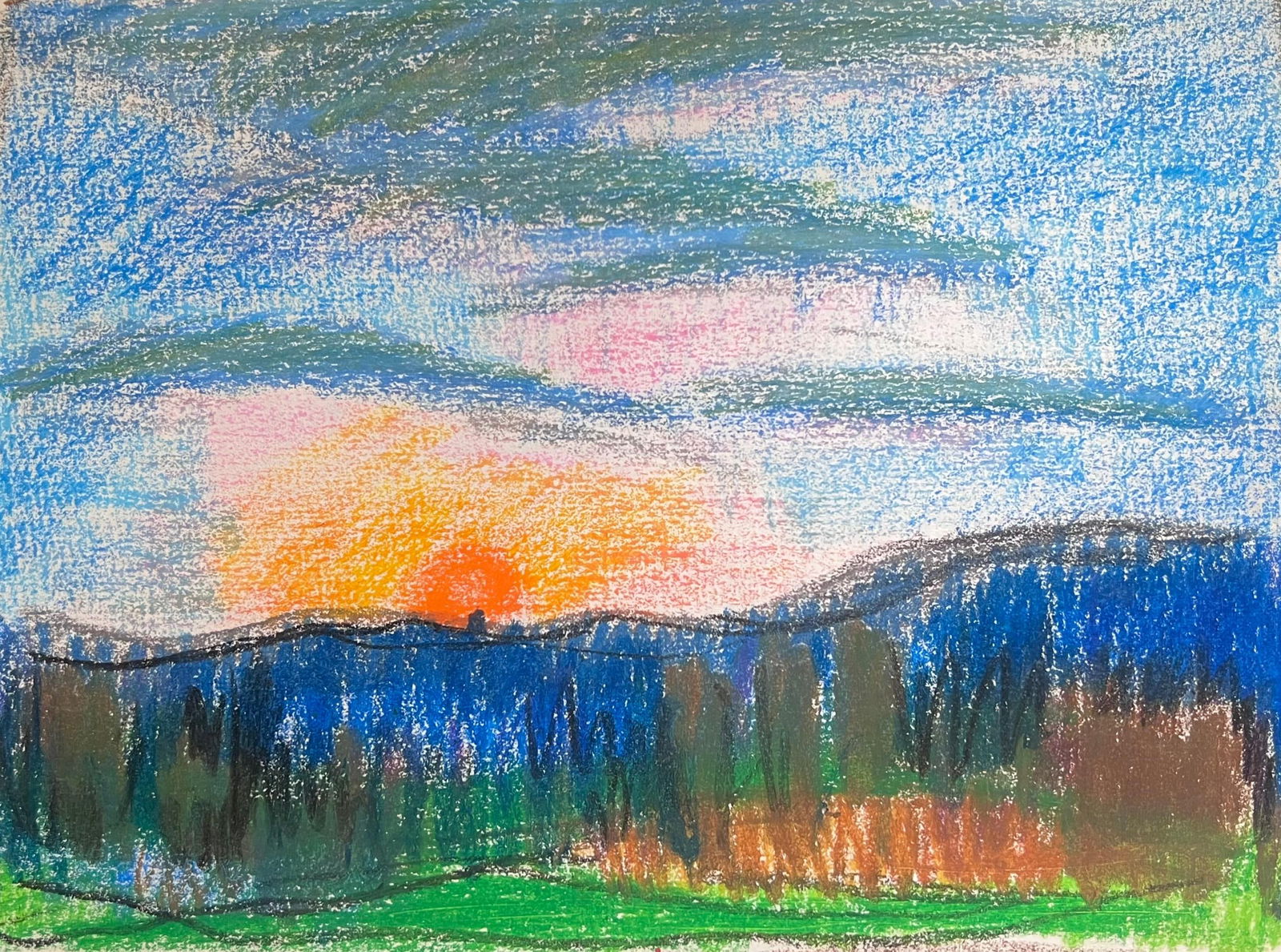 Akos Biro; 20th Century French Expressionist Sunrise Peering Through The Sky Over Meadows - 7