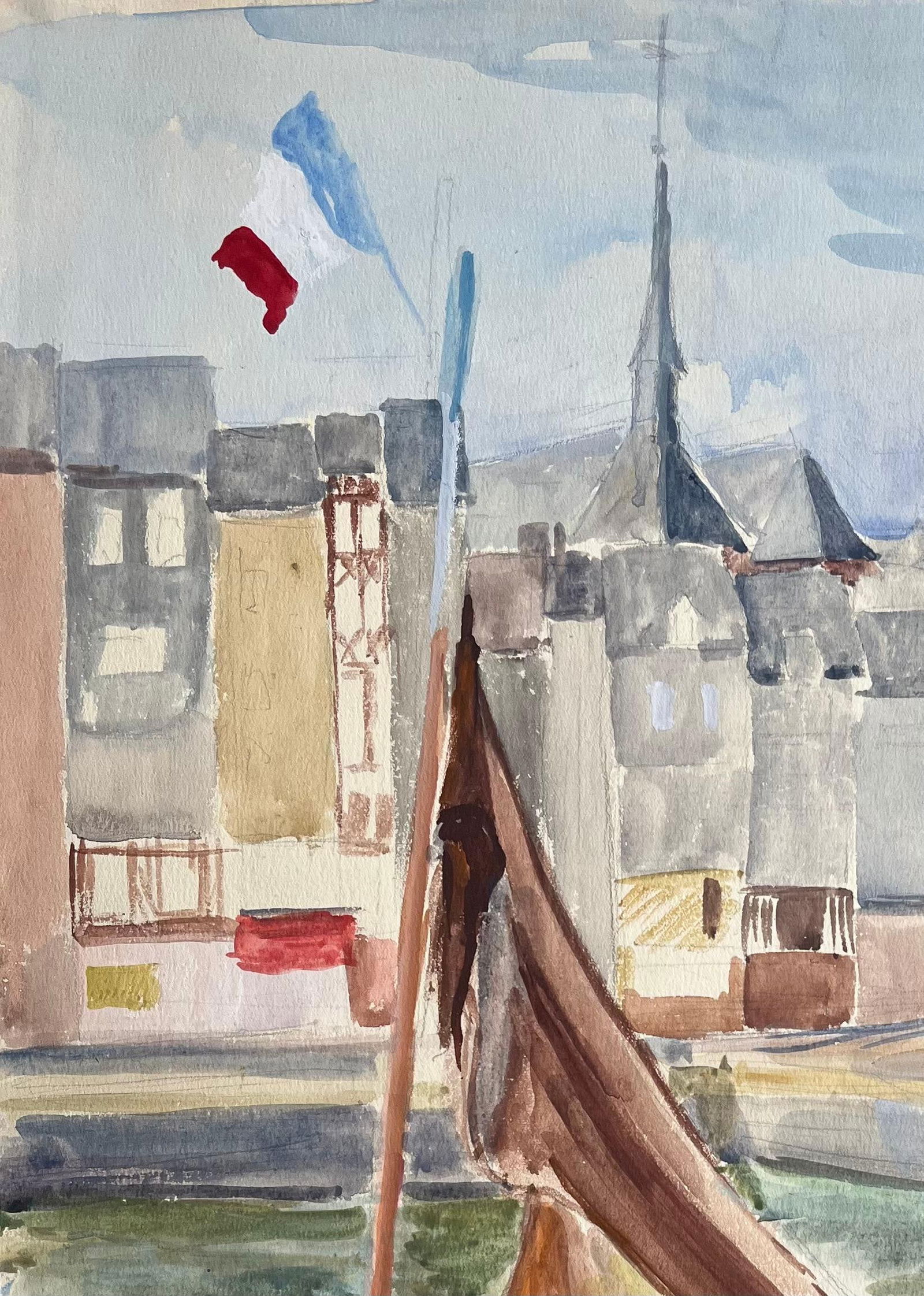 Anne Marie Migette Perard; Mid-20th Century Post-Impressionist French Harbour Scene with Boats and - 8