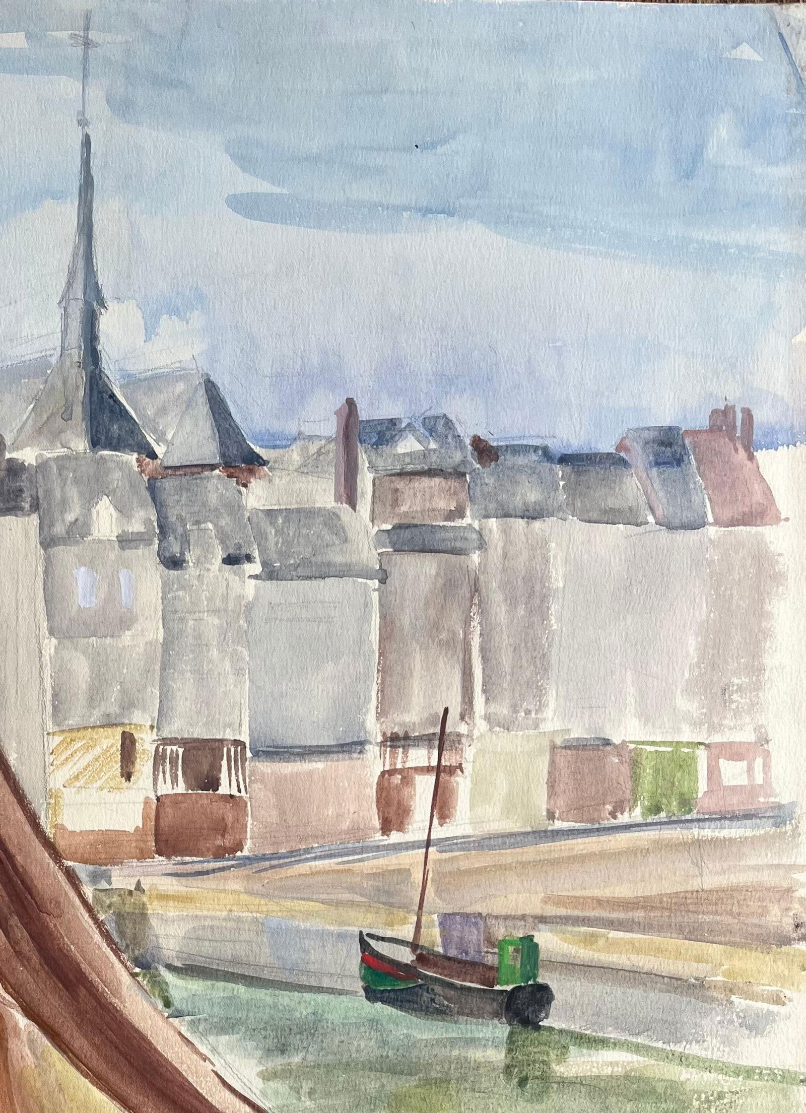 Anne Marie Migette Perard; Mid-20th Century Post-Impressionist French Harbour Scene with Boats and - 9