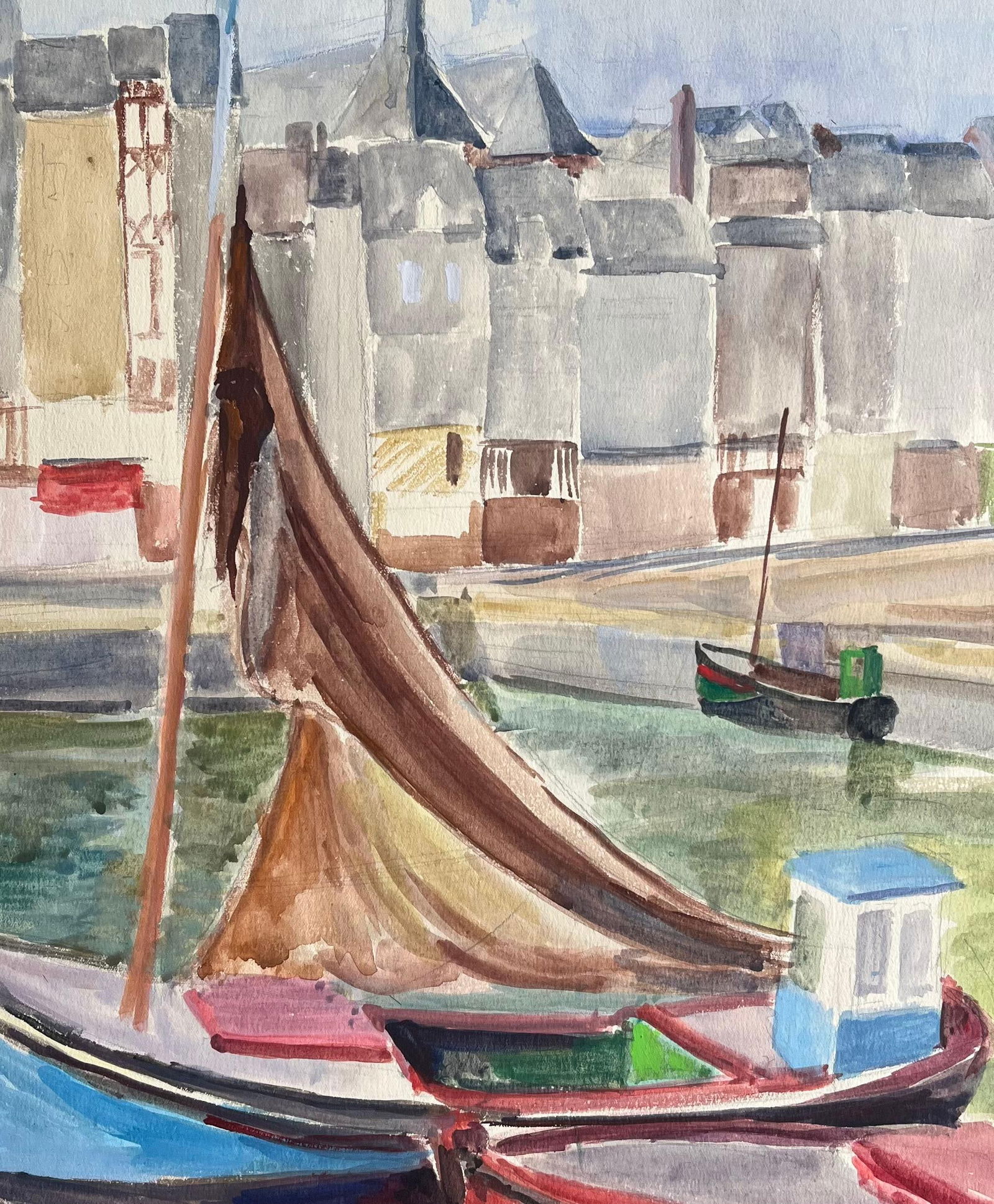 Anne Marie Migette Perard; Mid-20th Century Post-Impressionist French Harbour Scene with Boats and - 10