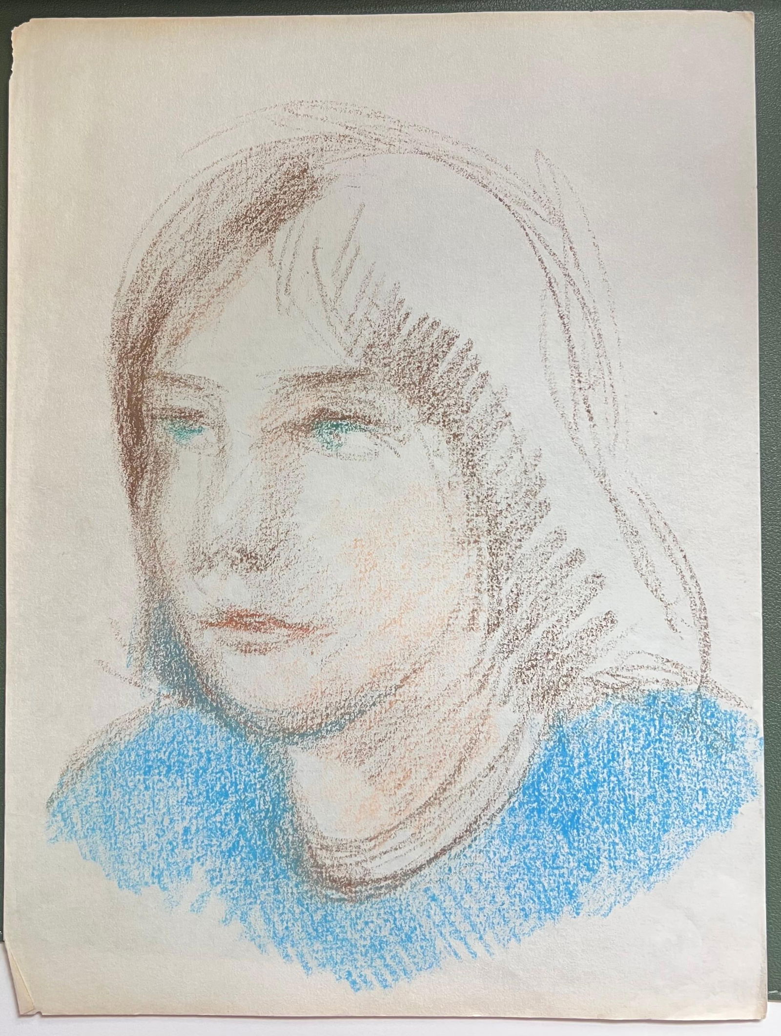 Akos Biro; 20th Century French Expressionist Portrait of a Blue Eyed Girl in Blue Sketch - 14
