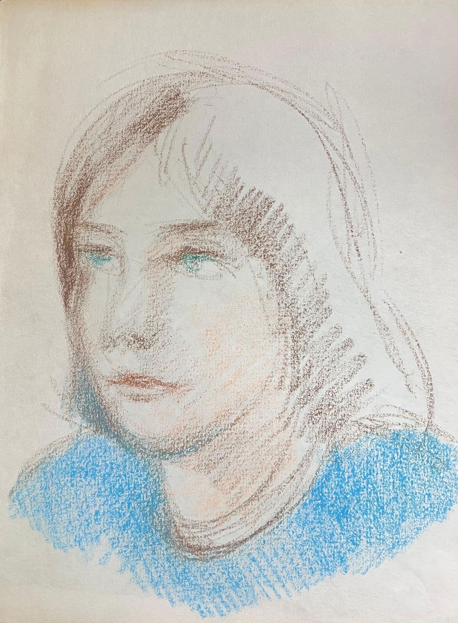 Akos Biro; 20th Century French Expressionist Portrait of a Blue Eyed Girl in Blue Sketch - 16