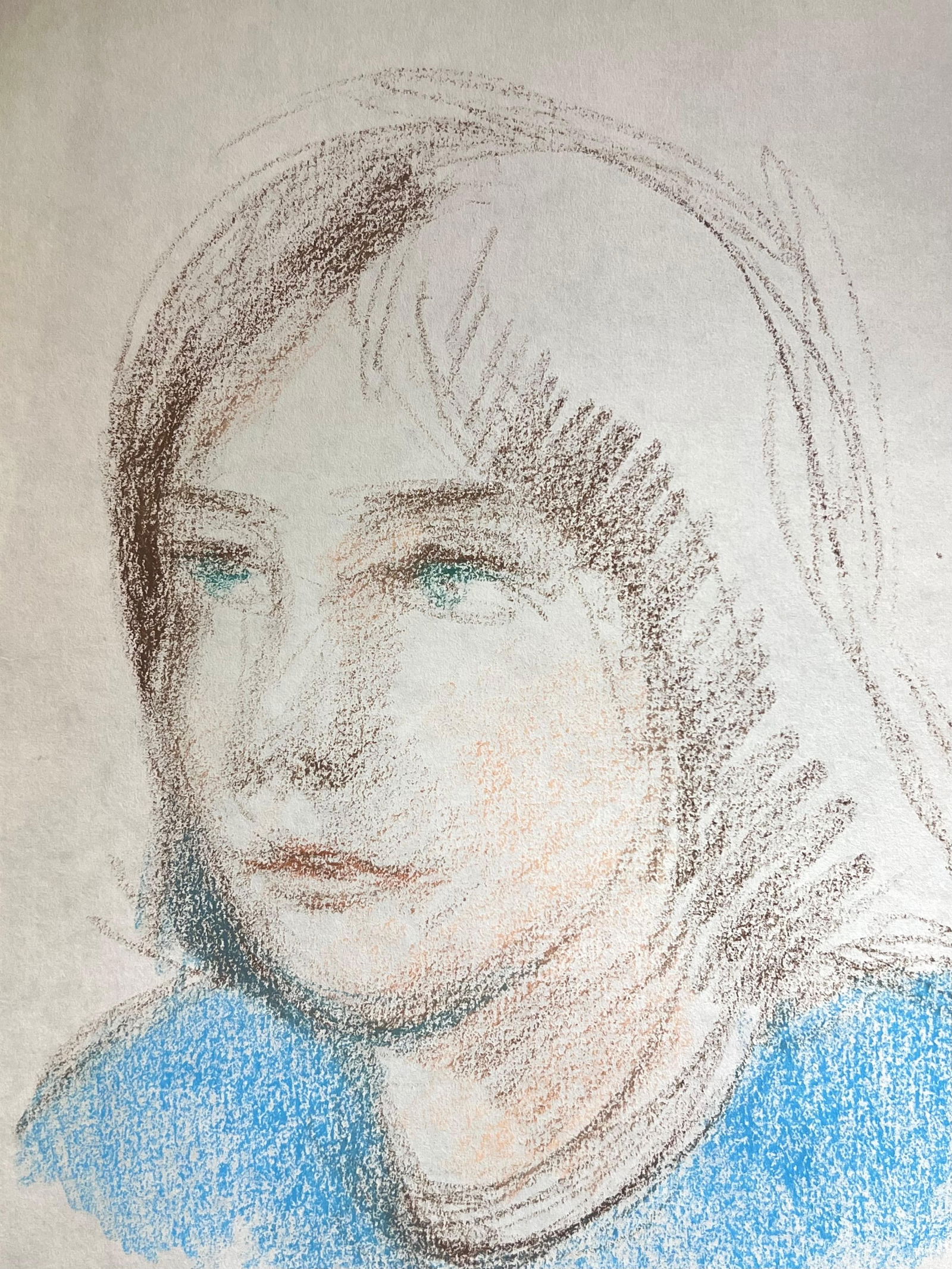 Akos Biro; 20th Century French Expressionist Portrait of a Blue Eyed Girl in Blue Sketch - 3