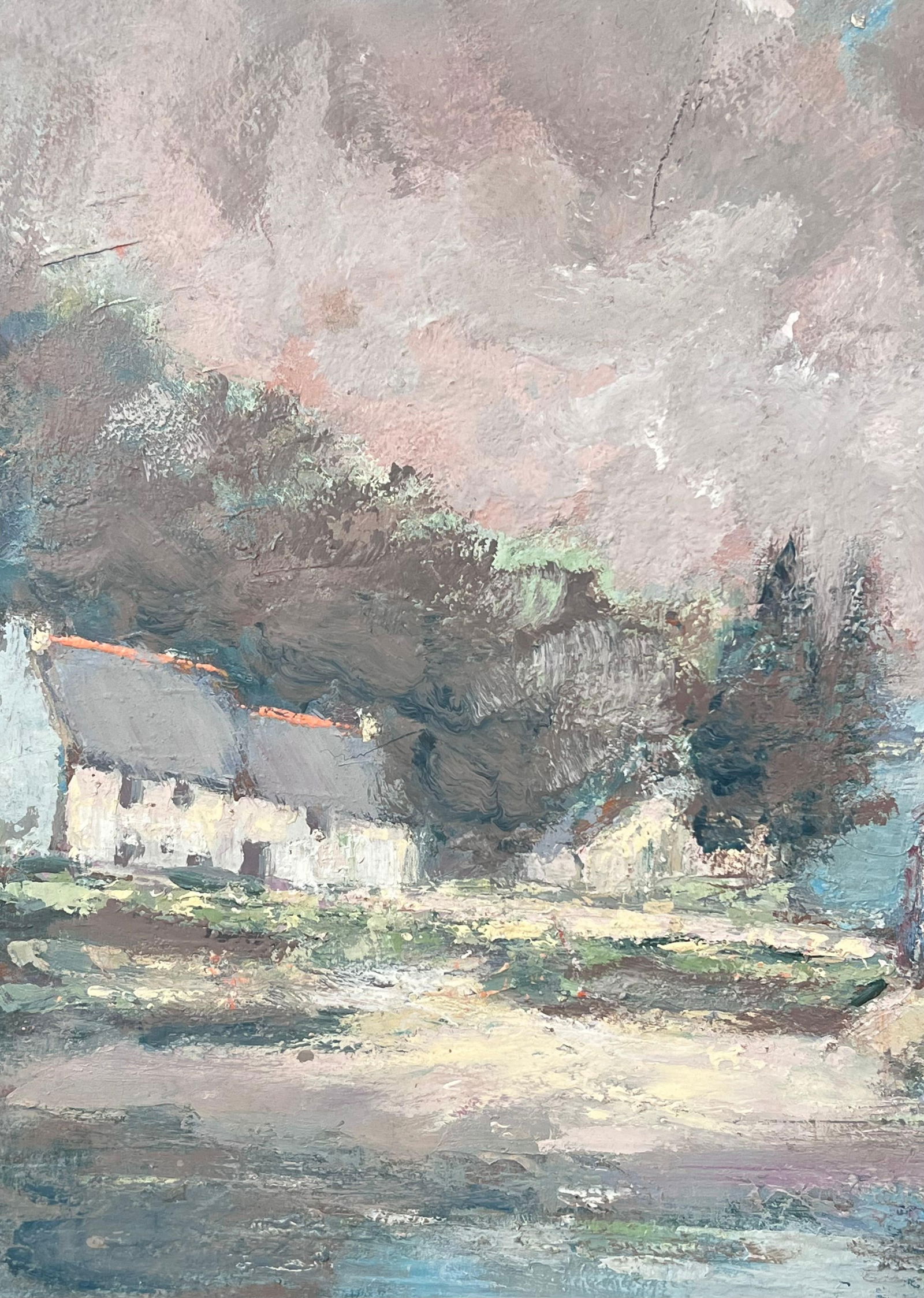 Fanch Lel; White Village House Along The Bay French Landscape Oil Painting - 7