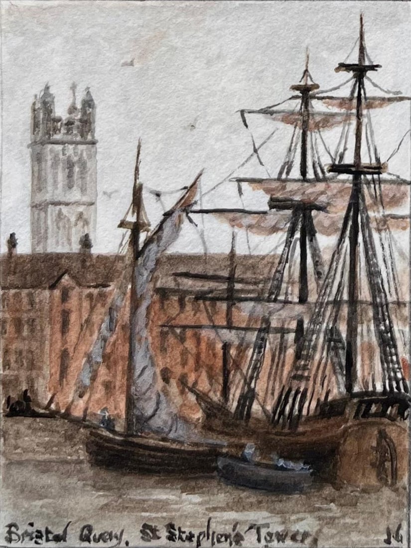 Jack Grunwell; Set of Four Miniature Watercolors of Redcliffe and Bristol Harbour - 11